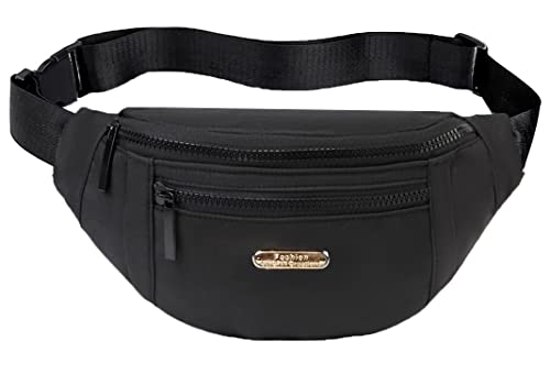 Fanny Packs for Men Women, Fashion Waterproof Waist Packs for Travel Walking Running Cycling Black