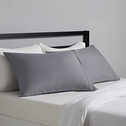 Amazon Basics Lightweight Super Soft Easy Care Microfiber Pillow case, Pillows Not Included, Standard, Dark Gray, Pack of 2, 30' L x 20' W