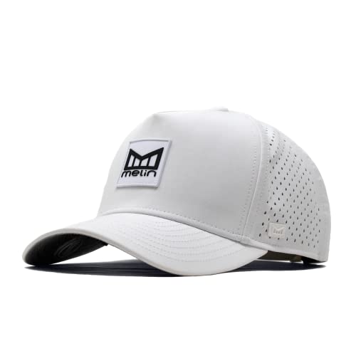 melin Odyssey Stacked Hydro, Performance Snapback Hat, Water-Resistant Baseball Cap for Men & Women, White