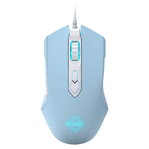 FIRSTBLOOD ONLY GAME. AJ52 Watcher RGB Gaming Mouse, Programmable 7 Buttons, Ergonomic LED Backlit USB Gamer Mice Computer Laptop PC, for Windows Mac OS Linux, Blue