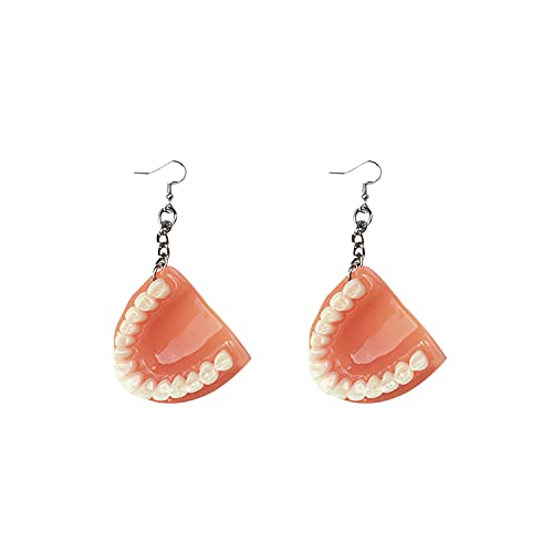 GBAHFY Denture Earrings Funny Hand-made Ear Pendant Tooth Shaped Earrings Exaggerated Ear Decors for Party Festival Woman (Tooth Shaped Earrings)