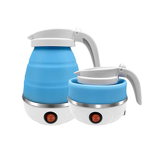 UpdateClassic Travel Portable Foldable Electric Kettle, 0.6L Small Collapsible Hot Water Boiler For Coffee Tea (Blue)