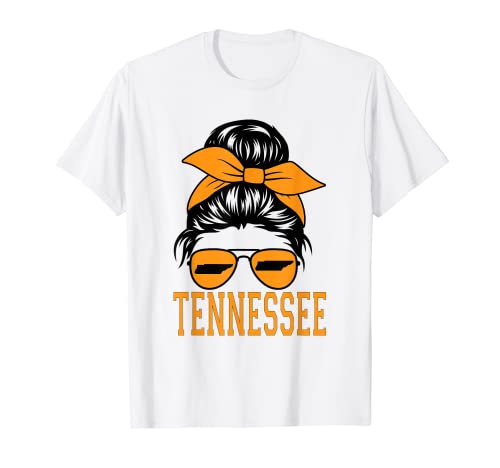 Tennessee State Women Tennessee Orange Game Day Messy Bun TN T-Shirt