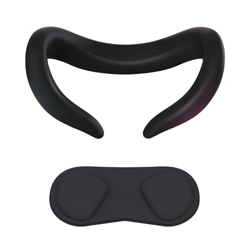 MOJOXR Silicone Face Cover and Lens Cover Compatible with Quest 3, Accessories Bundle Provide Comprehensive Protection for Your VR Headset, Sweatproof Washable Anti-Dust (Black)