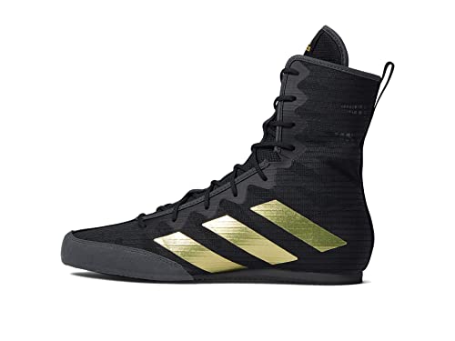 adidas Unisex Hog 4 Boxing Shoe, Black/Gold Metallic/Grey, 7 US Men