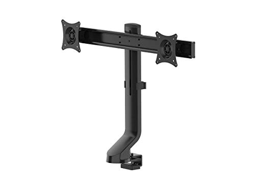 Monoprice Dual Monitor Low Profile Flat Clamp Mount - Black | Compatible with Screens Up to 27 Inches - Workstream Collection