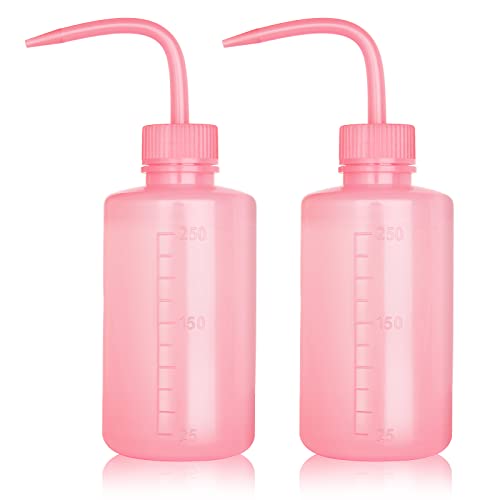 Tattoo Wash Bottle- Melphoe 2Pcs 250ml Water Squirt Bottle Succulent Watering, Safety Rinse Bottle Watering Tools, Tattoo Supplies, Irrigation Squeeze Sprinkling Can Wash Plant Bottle (Pink)
