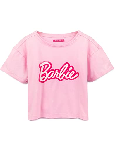 Barbie Cropped T-Shirt for Women | Ladies Fashion Doll Retro Logo Pink Crop Top Fashionista Clothing Merchandise Medium