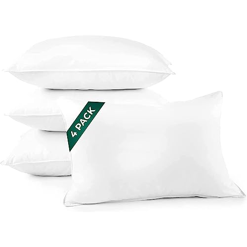 DOWNLITE 4-Pack Set of Hotel Style Hypoallergenic Down Alternative Bed Pillows – Standard/Queen Jumbo Size, 20” x 28” – Soft/Medium Density, for Stomach & Back Sleepers – Machine Washable