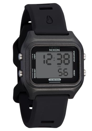 NIXON Ripper A1399 - Black/Black - 100m Water Resistant Men's Digital Sport Watch (36.5mm Face, 20mm Silicone Band) - Made with Recycled Ocean Plastics