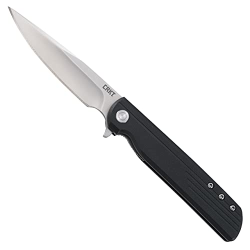 CRKT LCK + Folding Pocket Knife: Folder with Liner Lock, Drop Point Plain Edge Blade, Reinforced Nylon Handle with Pocket Clip 3801