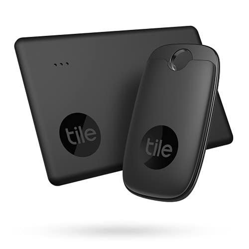 Tile Pro + Slim Bluetooth Item Finder Set - 2 Pack (1 Pro, 1 Slim), Compatible with Alexa & Google Smart Home, iOS & Android Compatible, Find Your Keys, Wallets, Remotes & More, Black