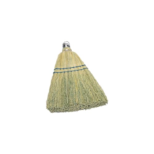 Rubbermaid Commercial 12 Inch Corn Whisk Broom, Yellow, Flagged Natural Bristles for Multi-Surface Sweeping, Remove Dirt and Debris from Porches, Floors Decks, Driveways, Sidewalks