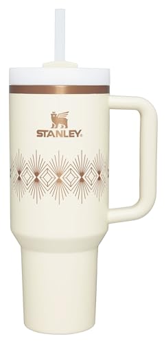 STANLEY Quencher H2.O FlowState Tumbler 40 oz Cream Gloss Deco