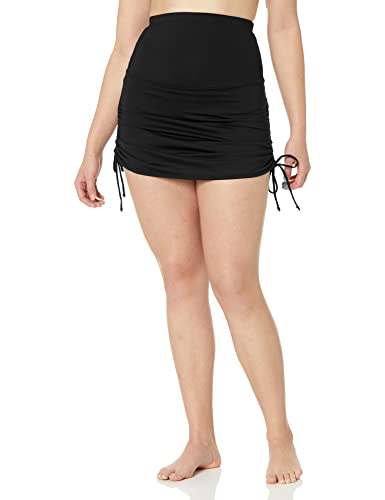 Anne Cole Women's Super High-Waist Shape Control Skirt Bikini Bottom Swimsuit, Black, Medium