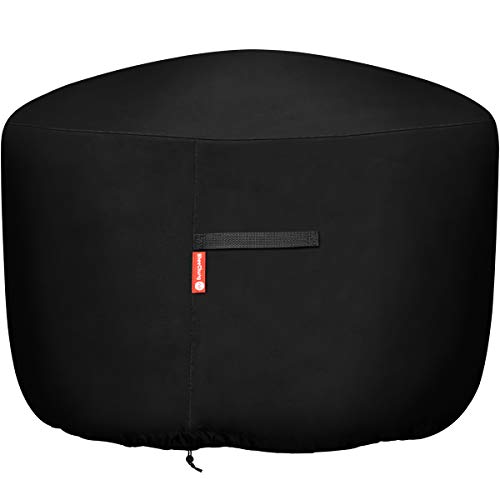 Round Gas Fire Pit/Table Cover-Heavy Duty 600D Polyester with PVC Coating Material,100% Weather Resistant and Waterproof, Fits 30',33',36 inch,35 inch, 34 inch Fire Pit/Bowl Cover,Black,36” Dia X 24”H