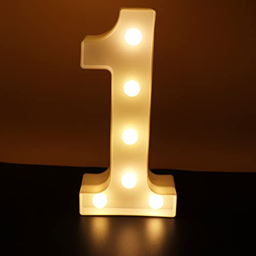 Larger Led Light Up Numbers 1 Letters, AUSAYE Decorative Number Lights Sign for Night Light Wedding Party Decor Birthday Christmas Home Bar Decoration Number 1