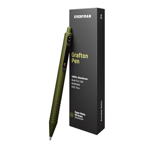 Everyman New Super Matte OD Green Grafton, Luxury Writing EDC Aluminum Pen with Premium Gel Ink, Office, Business, Executive Gift