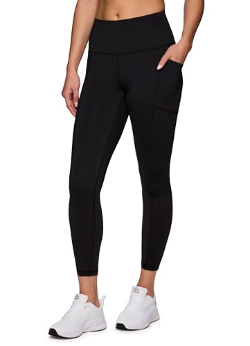 RBX Active High Waisted Squat Proof Ankle Length Leggings for Women, 7/8 Yoga Leggings with Pockets 7/8 Jet Black M