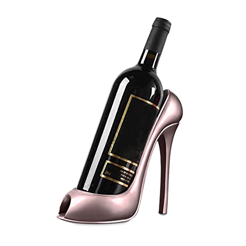 Trovety Shoe Wine Rack Holder - Bottle Wine Not Keeper with High-Heel Design - Display & Storage Accessories - Table Centerpiece & Home Decorations for Kitchen, Restaurant, Bar (Rose Gold)