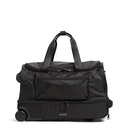 Vera Bradley Women's Recycled Ripstop Foldable Rolling Duffel Bag, Black, One Size