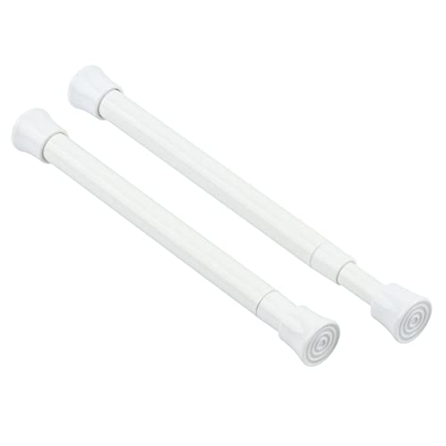 KXLIFE 2 Pack Small Spring Tension Curtain Rod, Thin Tension Rod No Drill for Window Cupboard Closet (White, 7.5 to 11.5 Inch)