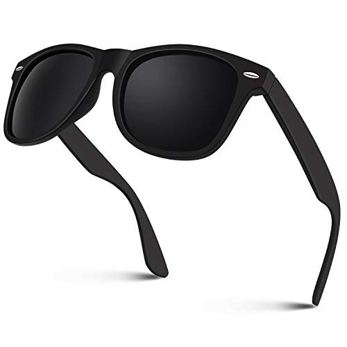 Sunier Sunglasses Men Women Polarized Blenders Eyewear 80's Retro Classic Square Frame Dark Black Shades SR003
