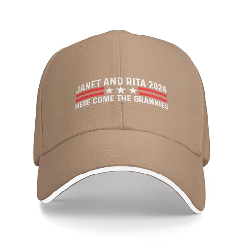 Elixvsoer Janet and Rita 2024 Here Come The Grannies Cap Women Dad Hat Graphic Cap Natural