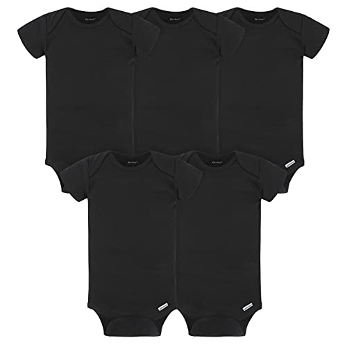 Gerber Baby 5-Pack Solid Onesies Bodysuits, Black, 12 Months
