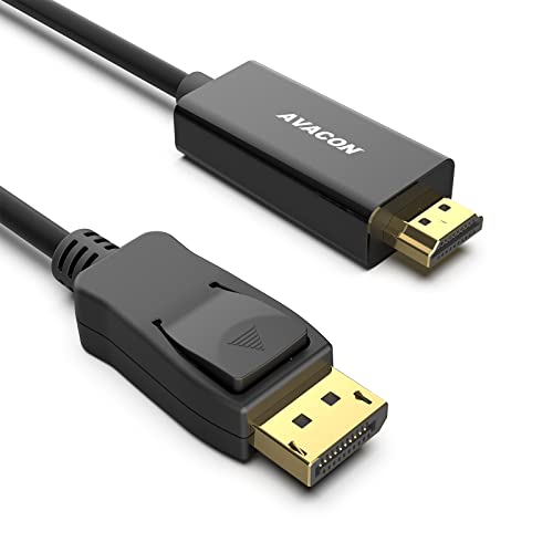 AVACON 4K DisplayPort to HDMI 6 Feet Gold-Plated Cable, Uni-Directional DP 1.2 Computer to HDMI 1.4 Screen DisplayPort to HDMI Adapter Male to Male Black