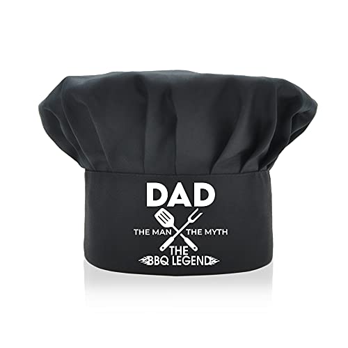 AGMdesign Funny Chef Hat, Dad The Man The Myth The BBQ Legend, Adjustable Kitchen Cooking Hat for Men & Women Black, Mother's Day/Father's Day/Birthday Gift for Him, Her, Mom, Dad, Friend