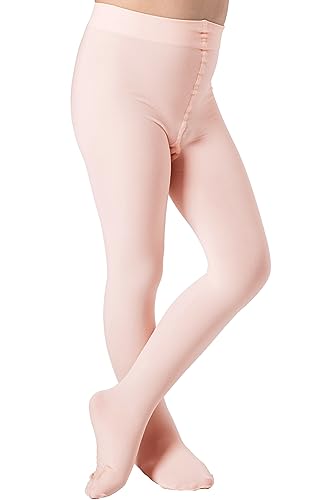 DIPUG Ballet Tights for Girls Dance Tights Toddler Thick Soft Footed Kids Pink Stockings Size 3t 4t 5t, 1 Pack