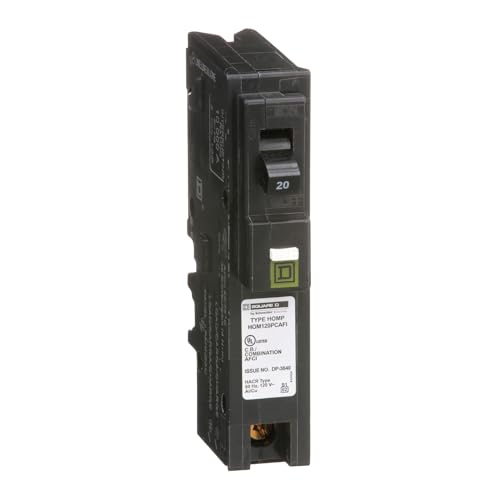 Square D - HOM120PCAFIC Homeline Circuit Breaker, 20-Amp, 120V, 1-Pole CAFCI , Plug-On Neutral