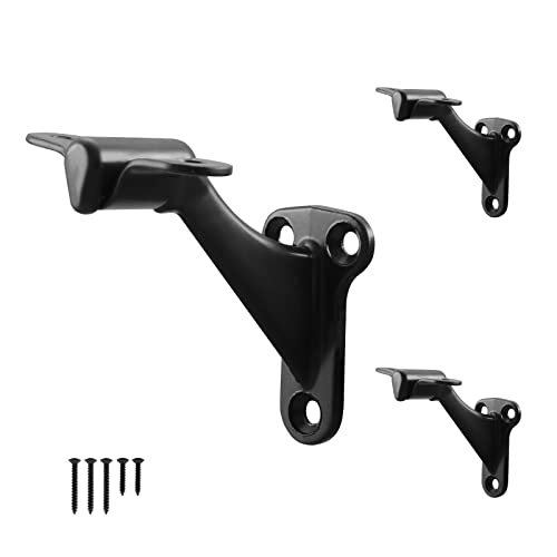 HOME MASTER HARDWARE Handrail Stair Brackets 3' Heavy Duty Support Hardware for Stairways, Home or Office Staircase Hand Rail Bracket with Screws, Oil Rubbed Bronze Finish 3 Pack