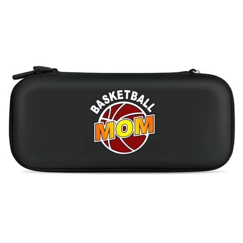 Basketball Mom Portable Protective Shell Compatible with Switch Case Wristlet Travel Bag with 15 Game Cartridges Black-style-17