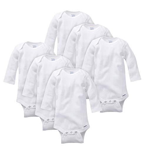 Gerber Unisex Baby Multi-Pack Long-Sleeve Onesies Bodysuit Mitten Cuff Sizes 6-Pack White 6-9 Months