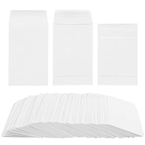 100 Pack White Small Coin Envelopes Self-Adhesive Kraft Paper Seed Envelopes Mini Parts Small Items Stamps Storage Packets Envelopes for Garden, Office or Wedding Gift (2.25'×3.5')