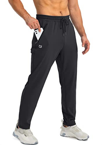 G Gradual Men's Sweatpants with Zipper Pockets Tapered Joggers for Men Athletic Pants for Workout, Jogging, Running (Black, Large)