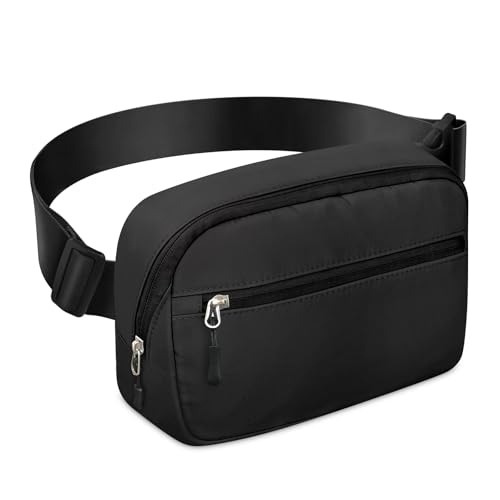 TORRYZA 2L Capacity Cross Body Fanny Packs for Women Men with Adjustable Strap, Lightweight Everywhere Belt Bag Crossbody Bags for Travel Sports Running Workout (Black）