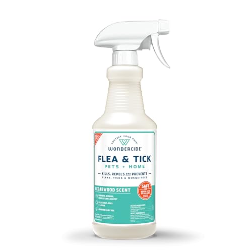 Wondercide - Flea, Tick & Mosquito Spray for Dogs, Cats, and Home - Tick Killer, Control, Prevention, Treatment - with Natural Essential Oils - Pet and Family Safe - Cedarwood 16 oz