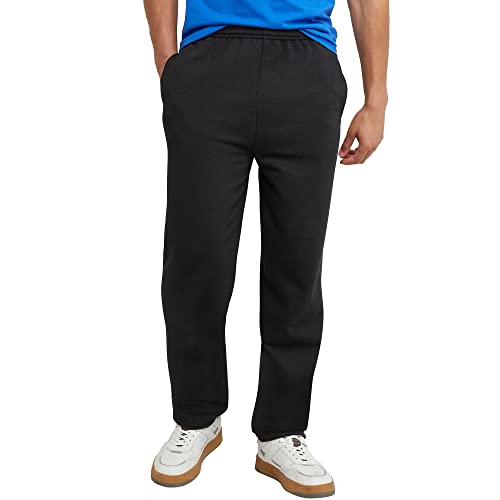 Hanes Men's EcoSmart Open Leg Pant with Pockets, black, L