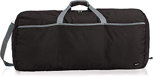 Amazon Basics 100L Nylon Duffel Bag with Multiple Zippered Pockets, Lightweight yet Durable, 50-Pound Weight Capacity, Black, 32.5 x 17 x 17 inches