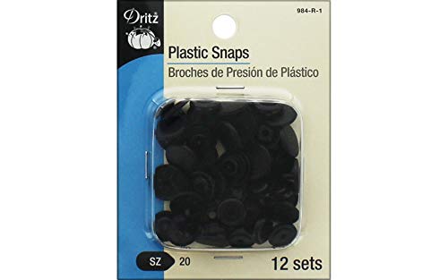 Dritz Plastic Snaps, Round, Black, Size 20 12-Count