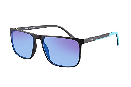 MEDOLONG Men' Colorblindness Sunglasses Outdoor Color-blind Eyglasses for Men Red Blue Green Color Blind Glasses-CM078 (black/blue)