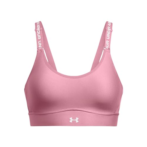 Under Armour Women's Infinity Mid Impact Sports Bra, (697) Pink Elixir / / White, Large D-DD