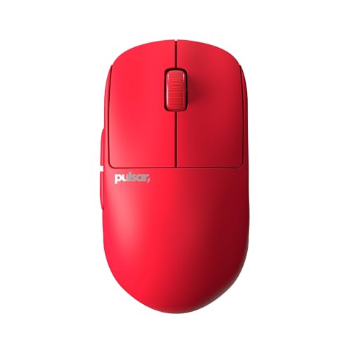 Pulsar Gaming Gears X2H Mini Wireless Gaming Mouse, Limited Color Edition, Ultra Lightweight 1.83 oz (52 g), Symmetrical, Optical Switch, 26000 DPI, PAW3395 Sensor (Mini, Wireless, Red)