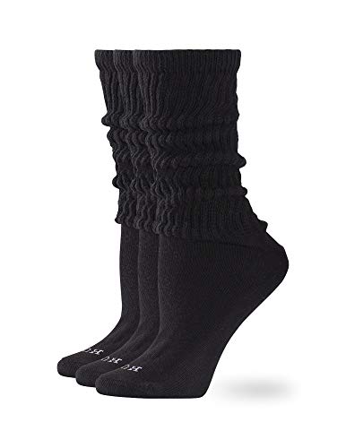 HUE Womens Slouch 3 Pair Pack Socks, Black/Black/Black, One Size US