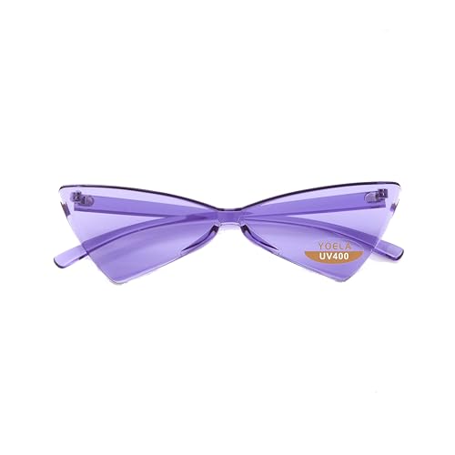 OLINOWL Yoela Triangle Thick Rimless Sunglasses Transparent One Piece Eyewear Colorful Glasses Party Favors,Purple…