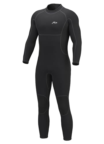 Hevto Men Wetsuits 3/2mm Neoprene Back Zip Fullsuit Wet Suit Keep Warm for Surfing Swimming SUP Snorkeling Diving (M2B-Black, L)