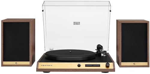 Crosley C72 2-Speed Belt-Drive Bluetooth Turntable Record Player with 80W Speakers and Carbon Fiber Tonearm, Walnut